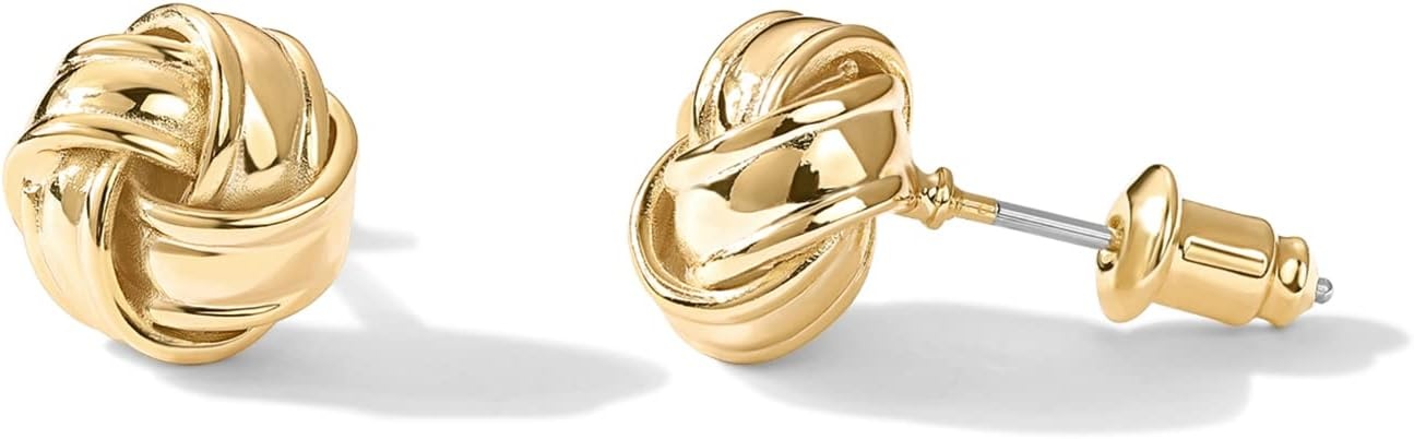 image:imagePAVOI 14K Gold Plated 925 Sterling Silver Post Love Knot Stud Earrings Gold Earrings for WomenYellow Gold