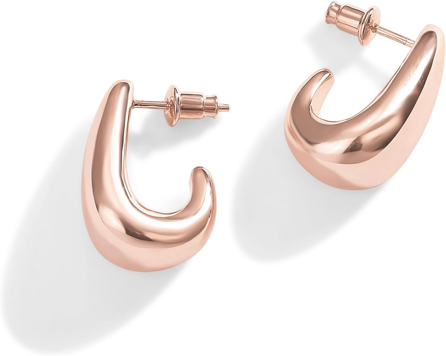 image:imagePAVOI 14K Gold Plated 925 Sterling Silver Post Statement Huggie Earrings Gold Dome Hoop Earrings for WomenRose Gold