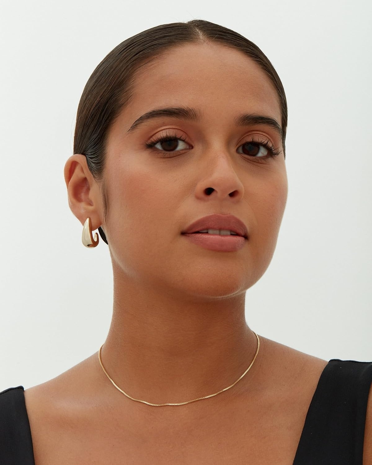 image:imagePAVOI 14K Gold Plated 925 Sterling Silver Post Statement Huggie Earrings Gold Dome Hoop Earrings for WomenRose Gold