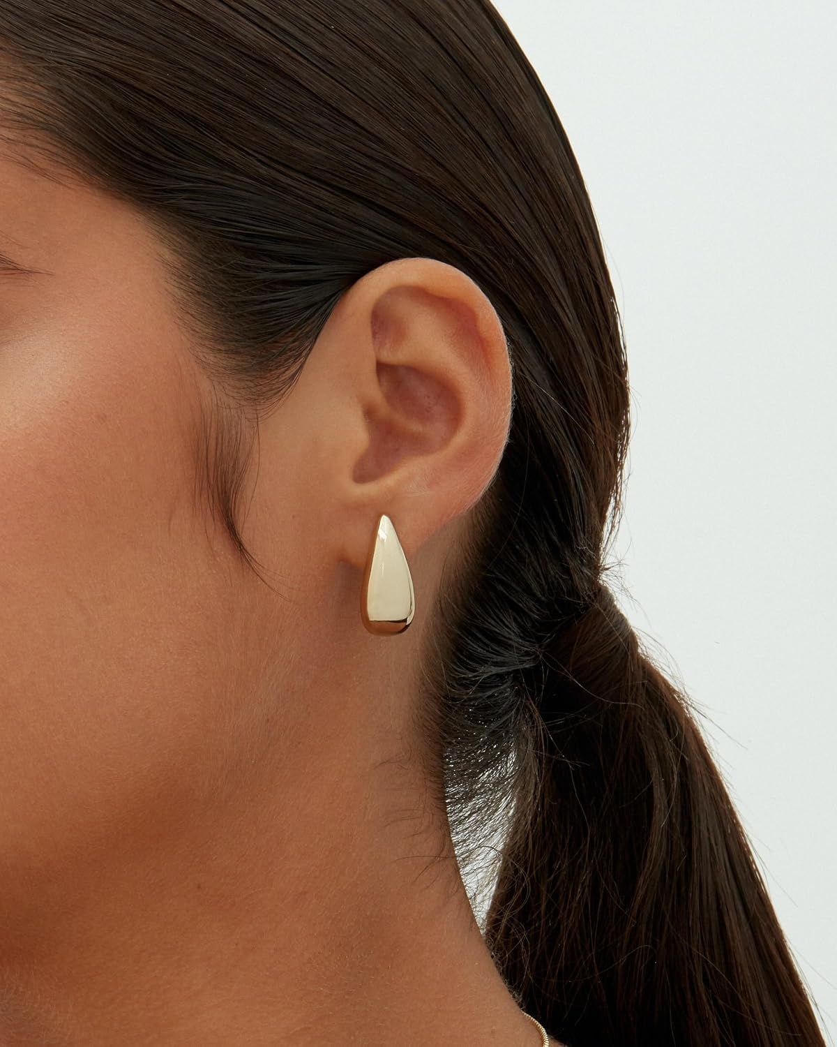 image:imagePAVOI 14K Gold Plated 925 Sterling Silver Post Statement Huggie Earrings Gold Dome Hoop Earrings for WomenYellow Gold