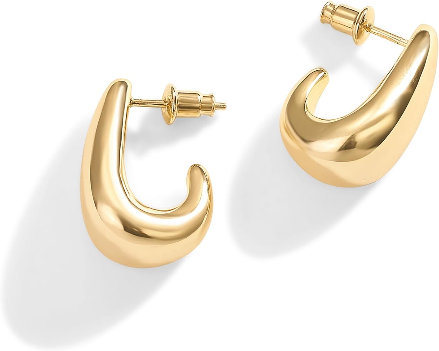 image:imagePAVOI 14K Gold Plated 925 Sterling Silver Post Statement Huggie Earrings Gold Dome Hoop Earrings for WomenYellow Gold