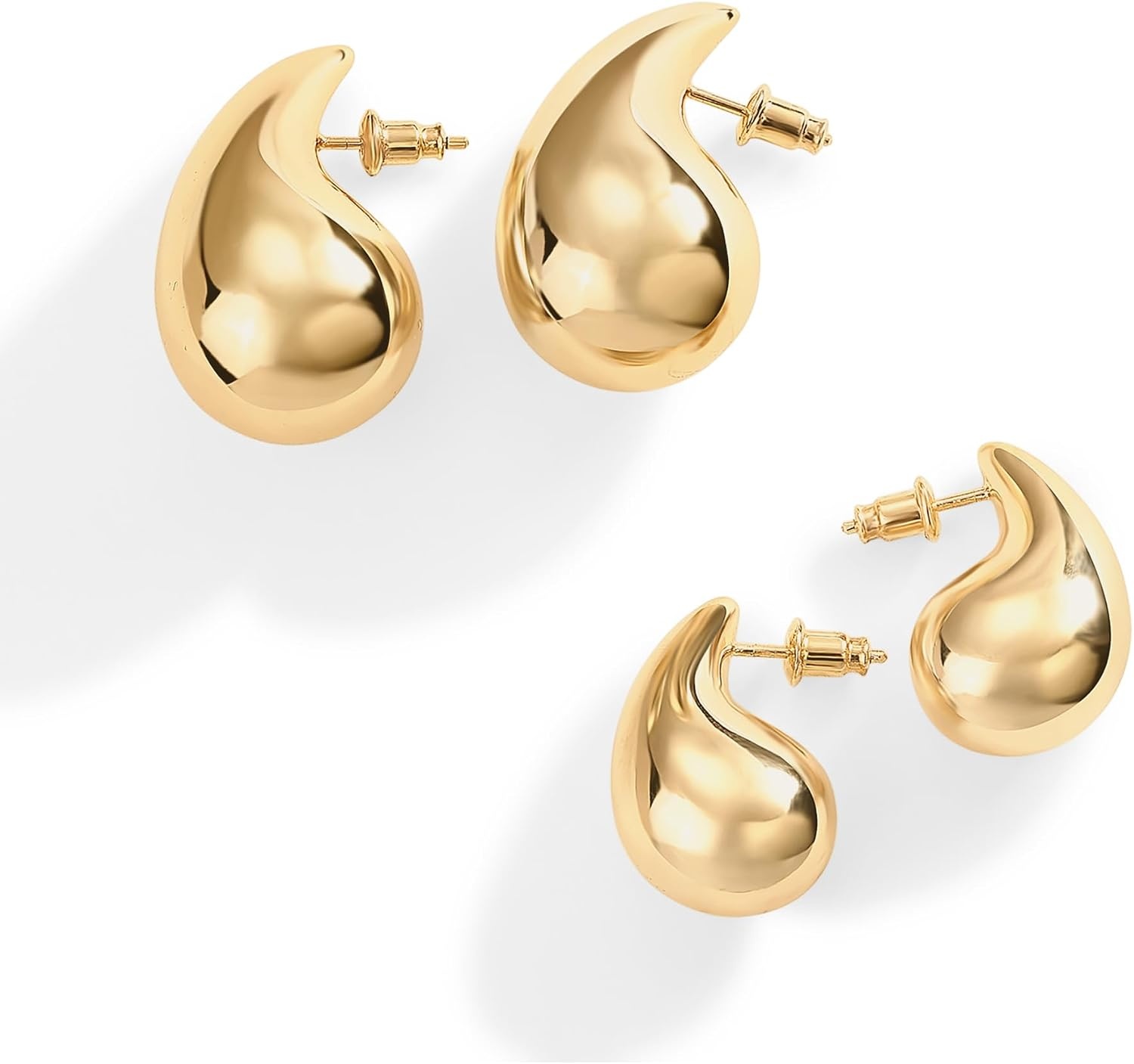image:imagePAVOI 14K Gold Plated 925 Sterling Silver Post Teardrop Chunky Hoop Earrings Lightweight Drop Earrings for Women Designer Earring Trendy JewelryYellow Gold