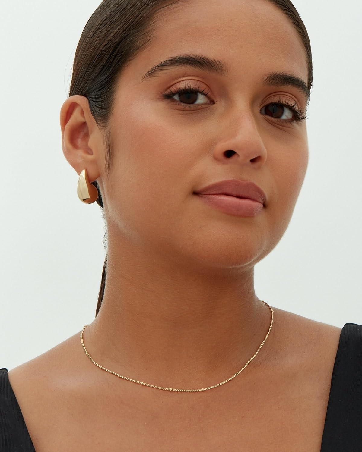 image:imagePAVOI 14K Gold Plated 925 Sterling Silver Post Teardrop Chunky Hoop Earrings Lightweight Drop Earrings for Women Designer Earring Trendy JewelryYellow Gold