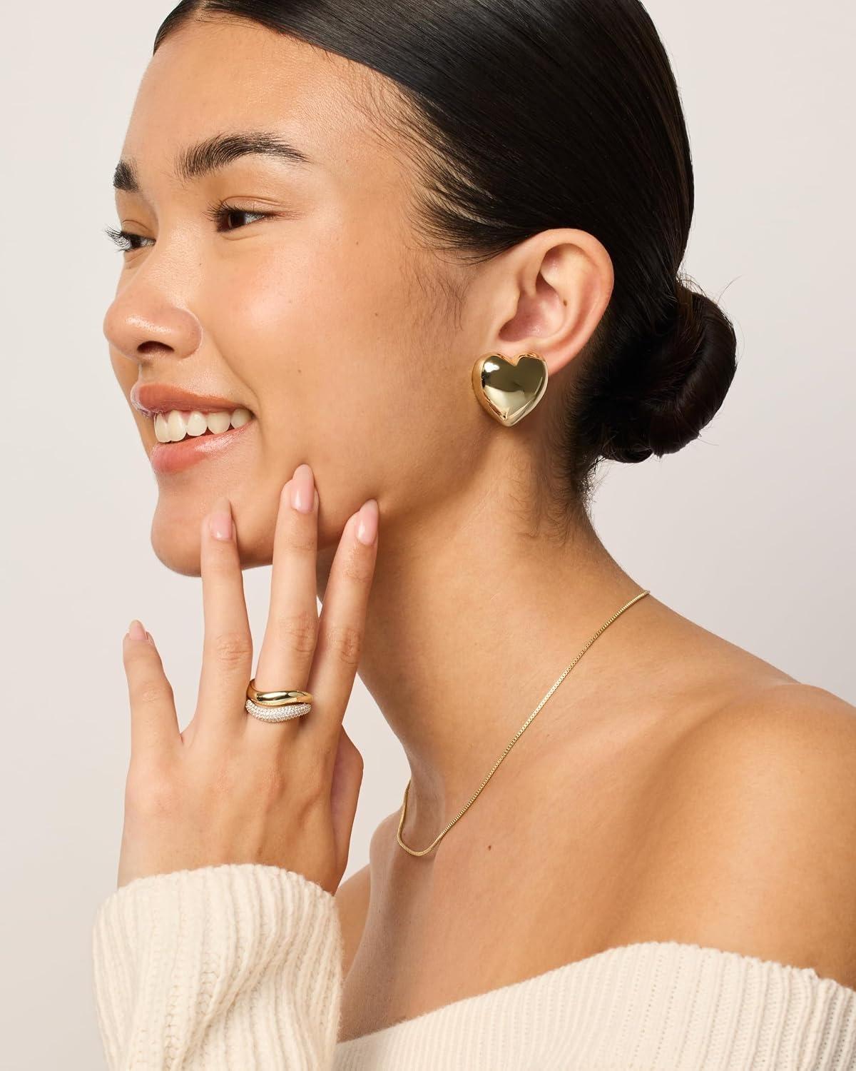 image:imagePAVOI 14K Gold Plated 925 Sterling Silver Posts Chunky Heart Statement Earrings for Women Love Friendship Puffy Heart Teardrop Dangle amp Stud Earrings Valentines Day Trendy JewelryWhite Gold