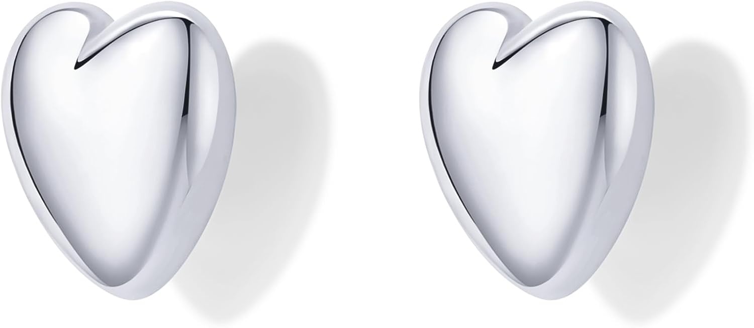 image:imagePAVOI 14K Gold Plated 925 Sterling Silver Posts Chunky Heart Statement Earrings for Women Love Friendship Puffy Heart Teardrop Dangle amp Stud Earrings Valentines Day Trendy JewelryWhite Gold