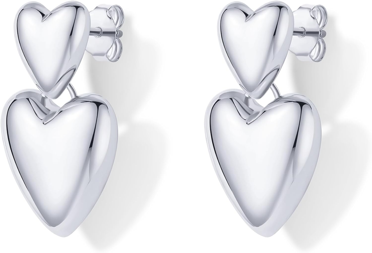 image:imagePAVOI 14K Gold Plated 925 Sterling Silver Posts Chunky Heart Statement Earrings for Women Love Friendship Puffy Heart Teardrop Dangle amp Stud Earrings Valentines Day Trendy JewelryWhite Gold