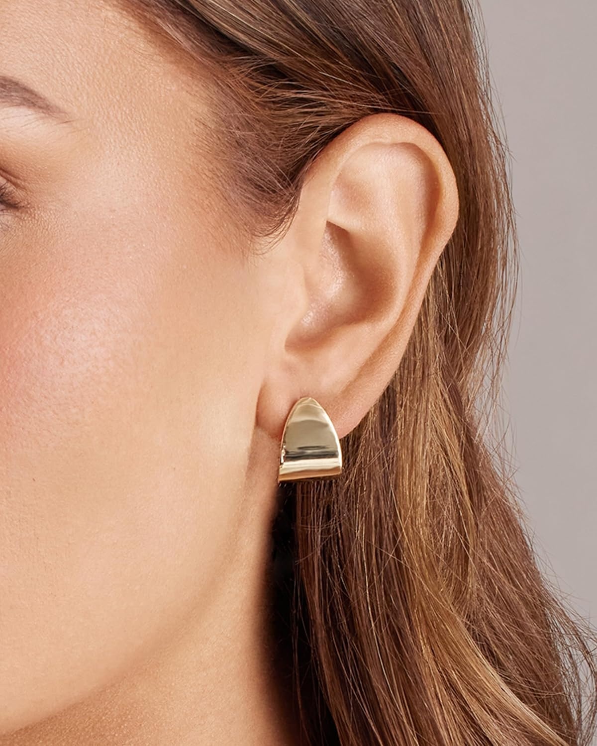 image:imagePAVOI 14K Gold Plated 925 Sterling Silver Posts Chunky Hoop Earrings Statement Huggie Hoops for Women Lightweight Gold Dome EarringsWhite Gold