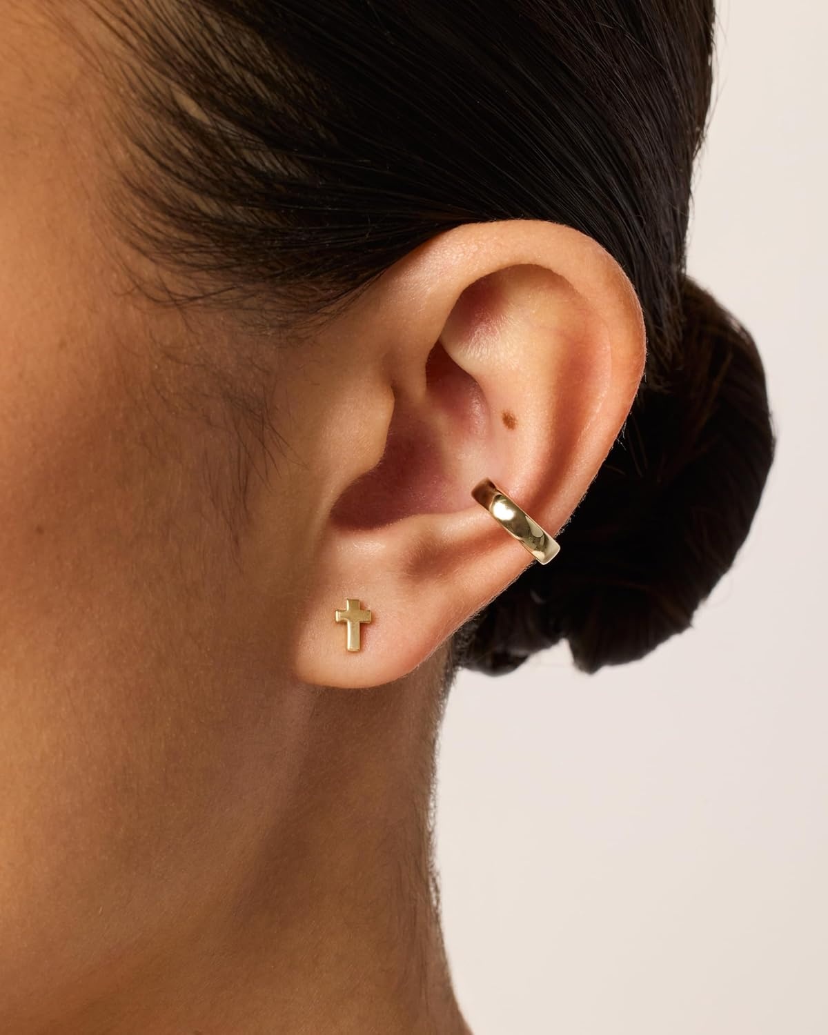 image:imagePAVOI 14K Gold Plated 925 Sterling Silver Posts Cross Earrings for Women Small Religious Faith Cubic Zirconia Cross Studs Huggies EarringsWhite Gold
