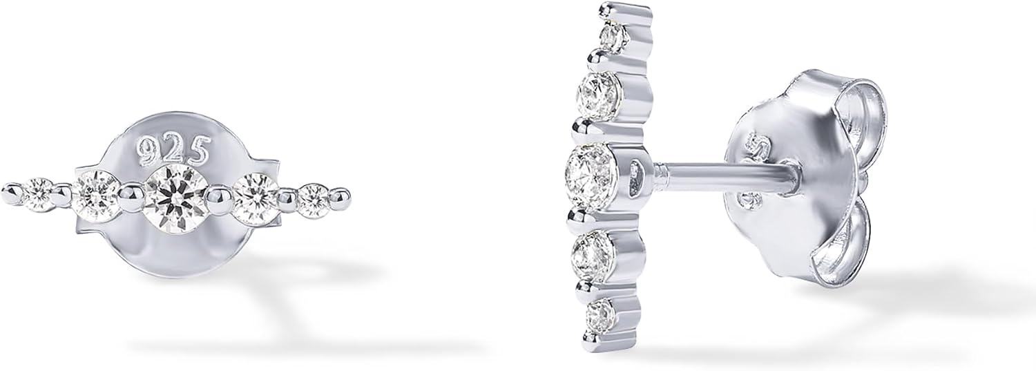 image:imagePAVOI 14K Gold Plated 925 Sterling Silver Posts Drop Dangle Cubic Zirconia Stud Earrings for Women Gold Statement Gradient Crawler Studs EarringMini Climber