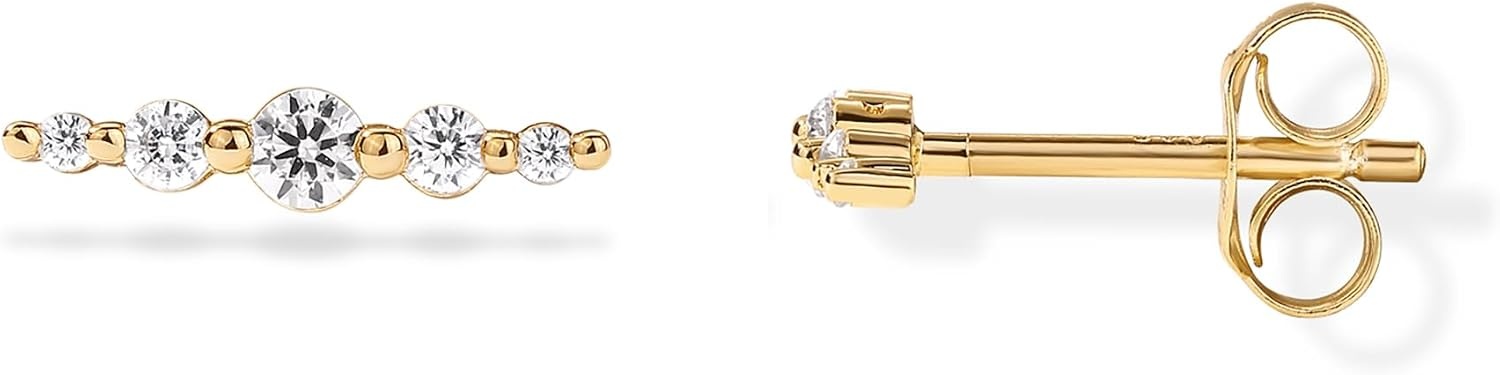 image:imagePAVOI 14K Gold Plated 925 Sterling Silver Posts Drop Dangle Cubic Zirconia Stud Earrings for Women Gold Statement Gradient Crawler Studs EarringMini Climber