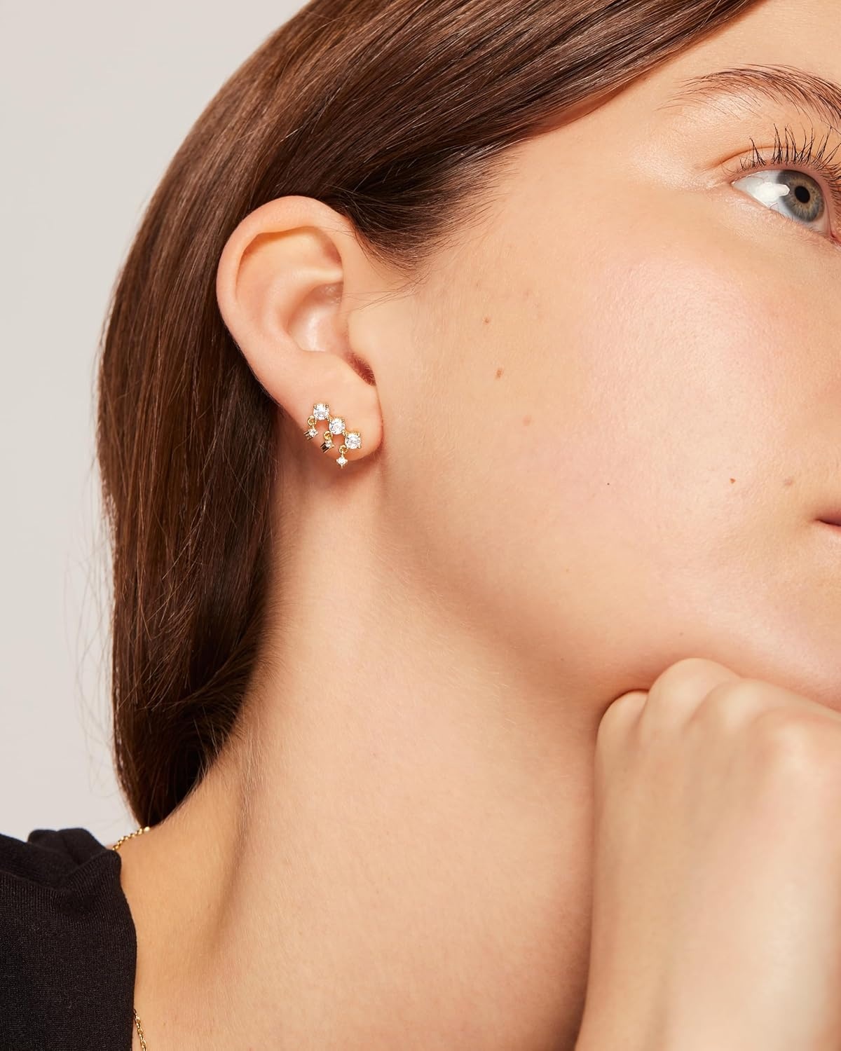image:imagePAVOI 14K Gold Plated 925 Sterling Silver Posts Drop Dangle Cubic Zirconia Stud Earrings for Women Gold Statement Gradient Crawler Studs EarringUniform