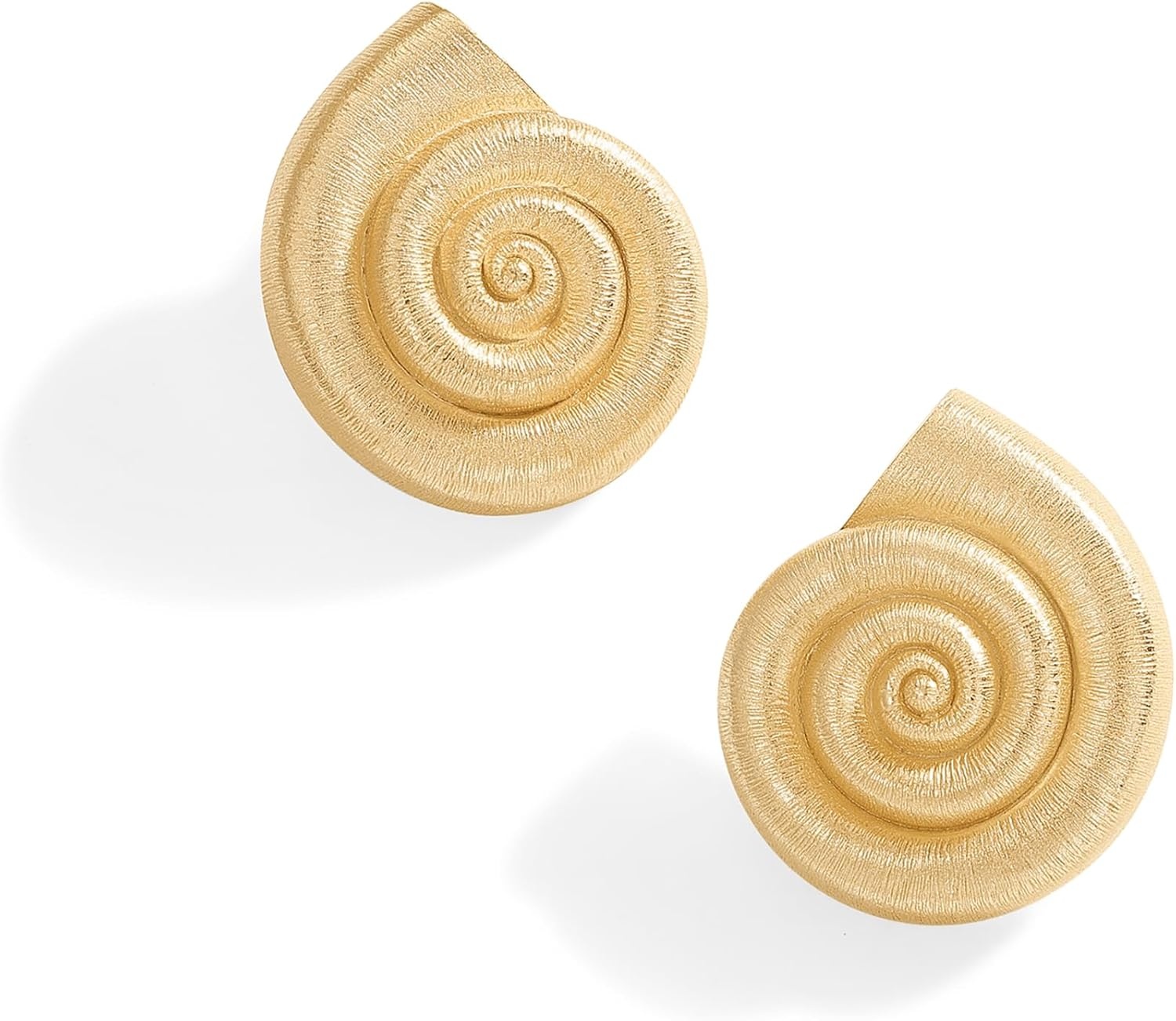 image:imagePAVOI 14K Gold Plated 925 Sterling Silver Posts Seashell Statement Earrings for Women Cubic Zirconia Reconstructed Baroque Freshwater Pearl Stud Earring Brushed Textured Conch Chunky EarringsChunky Seashell
