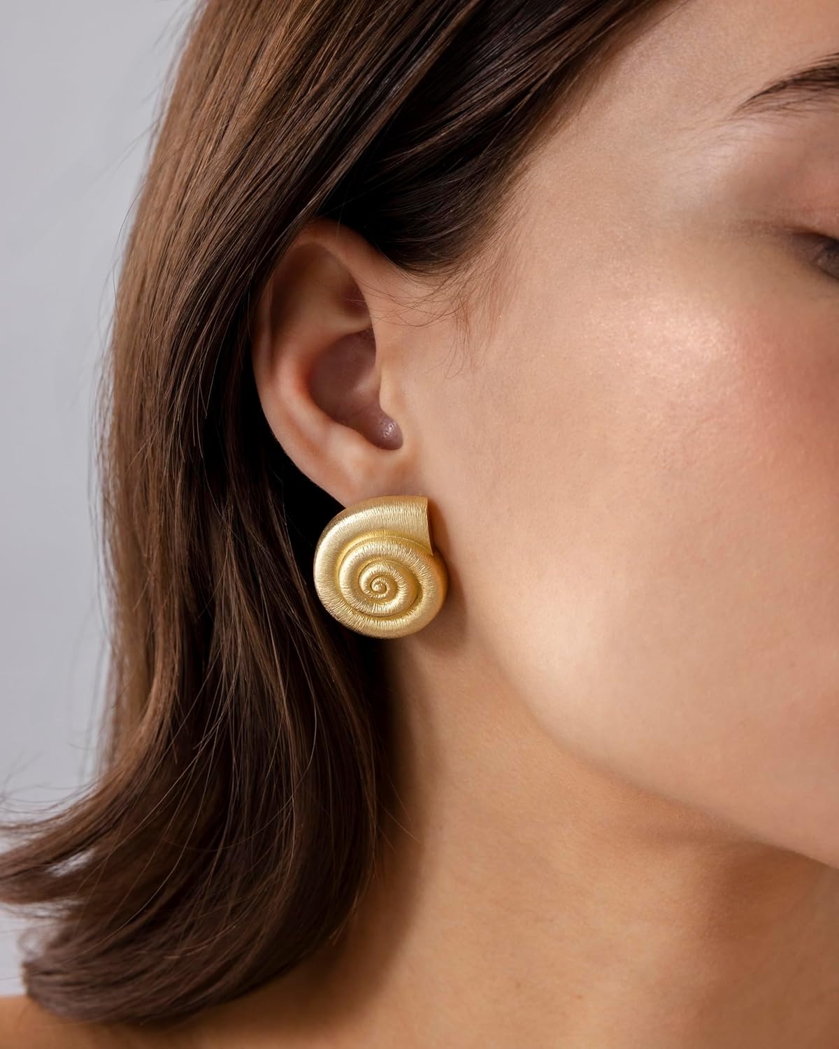 image:imagePAVOI 14K Gold Plated 925 Sterling Silver Posts Seashell Statement Earrings for Women Cubic Zirconia Reconstructed Baroque Freshwater Pearl Stud Earring Brushed Textured Conch Chunky EarringsChunky Seashell