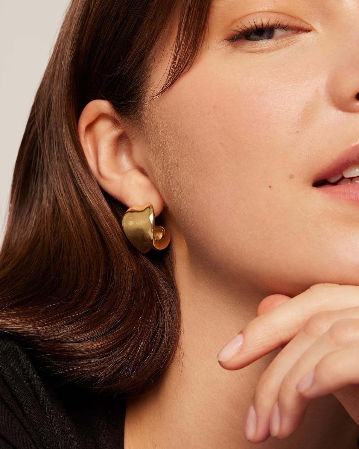 image:imagePAVOI 14K Gold Plated 925 Sterling Silver Posts Statement Earrings for Women Geometric Dome Teardrop Drop Dangle Hoop Chunky Gold EarringsYellow Gold