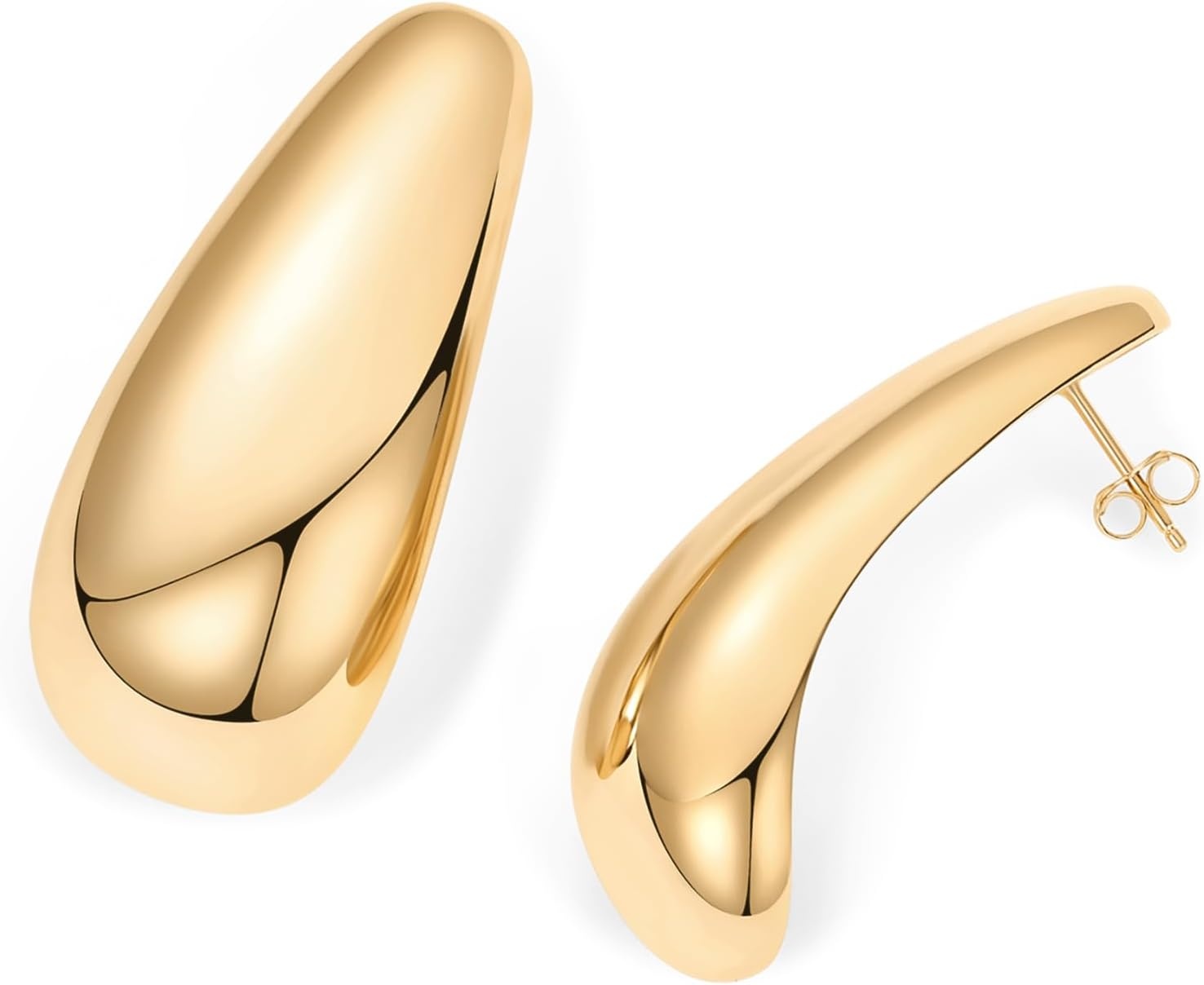 image:imagePAVOI 14K Gold Plated 925 Sterling Silver Posts Statement Earrings for Women Geometric Dome Teardrop Drop Dangle Hoop Chunky Gold EarringsYellow Gold