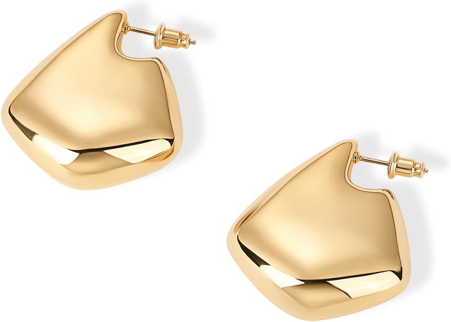 image:imagePAVOI 14K Gold Plated 925 Sterling Silver Posts Statement Earrings for Women Geometric Dome Teardrop Drop Dangle Hoop Chunky Gold EarringsYellow Gold
