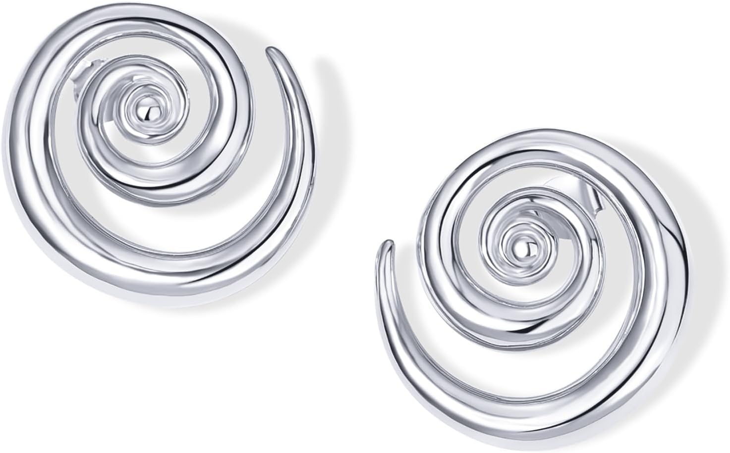 image:imagePAVOI 14K Gold Plated 925 Sterling Silver Posts Statement Spiral Stud Earrings for Women Trendy Chunky Drop EarringsWhite Gold