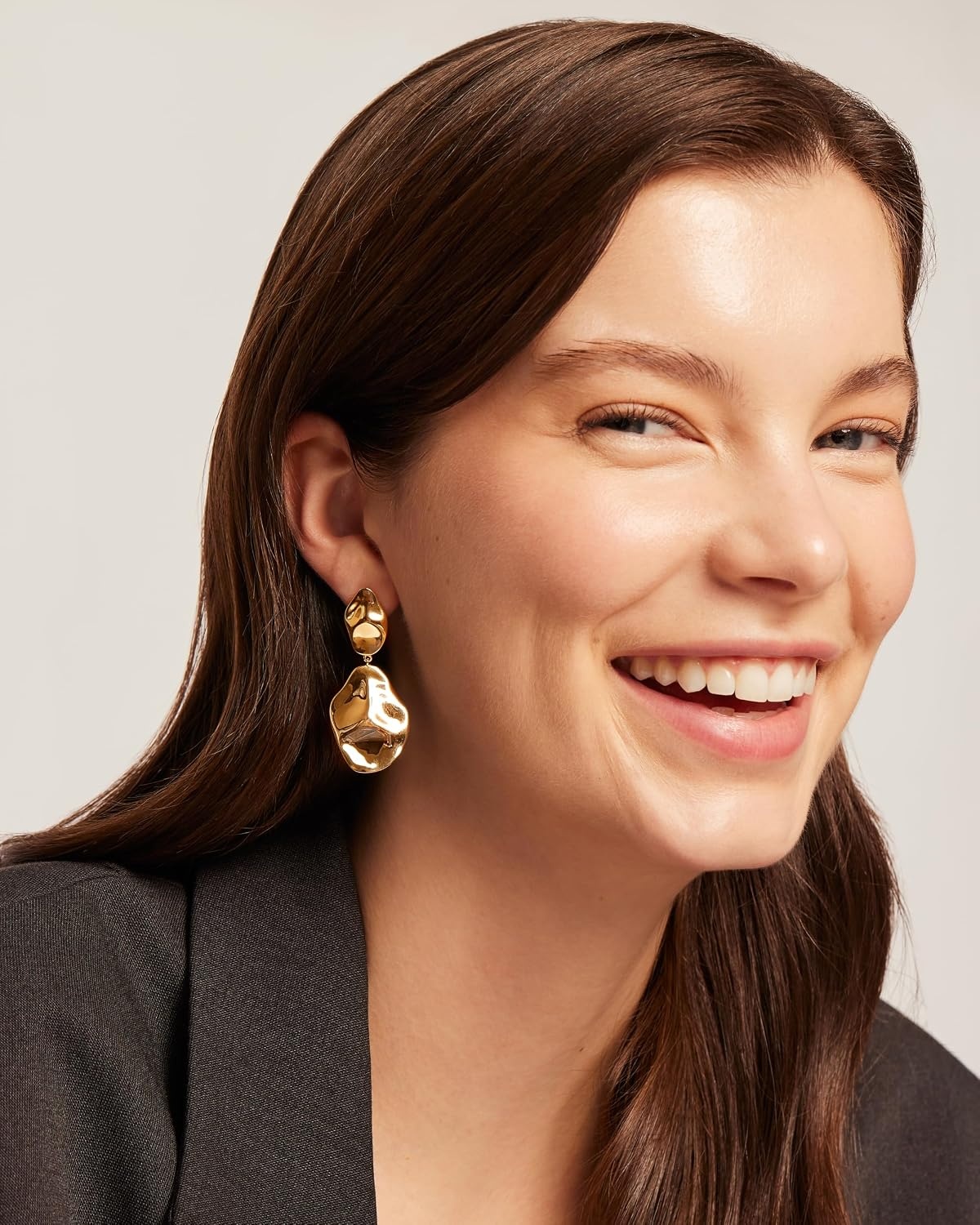 image:imagePAVOI 14K Gold Plated 925 Sterling Silver Posts Teardrop Statement Dangle Earrings Lightweight Hammered Drop Dangle Earrings for WomenYellow Gold