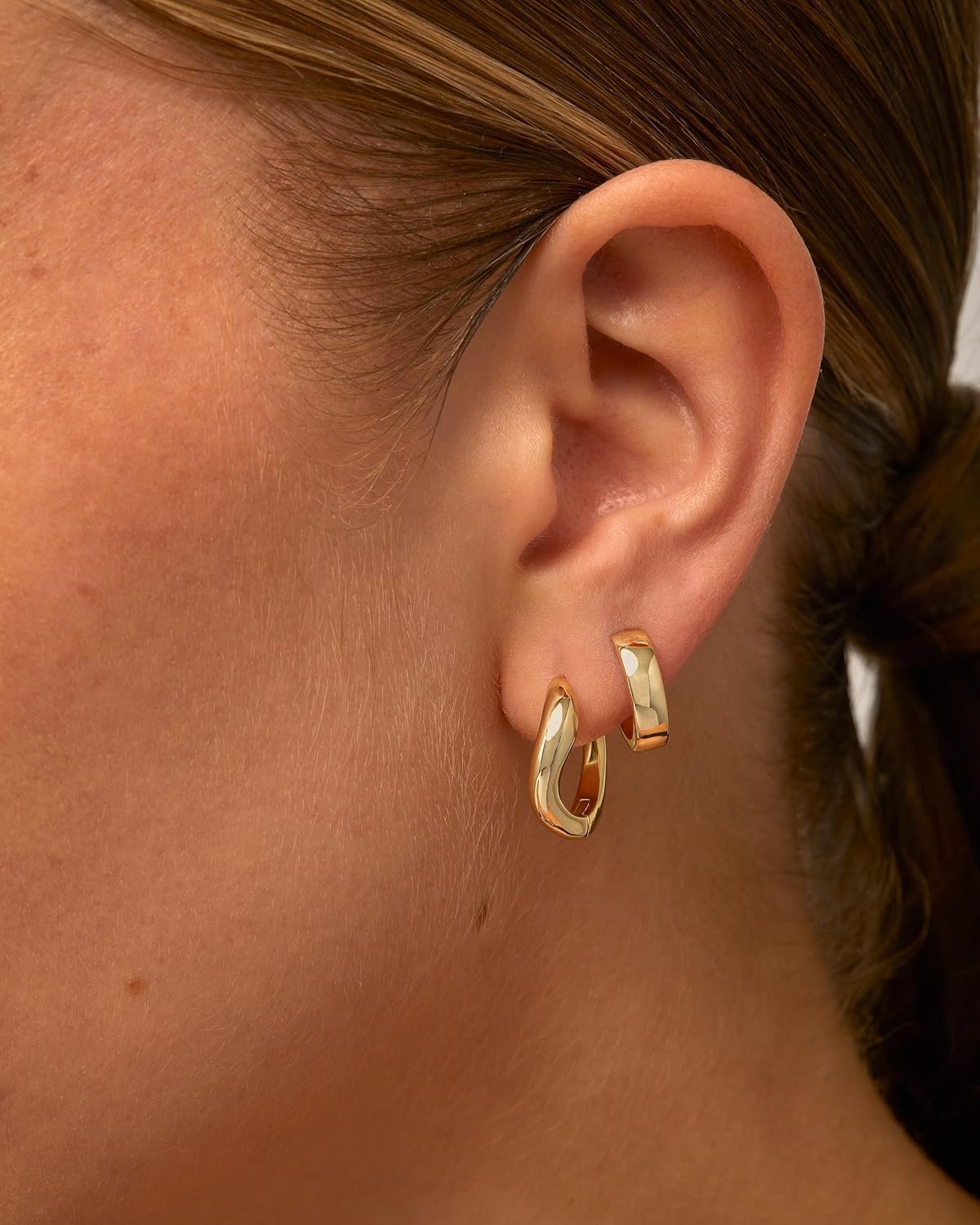 image:imagePAVOI 14K Gold Plated 925 Sterling Silver Posts Wavy Huggie Hoops Twisted Wave Hoop Earrings for WomenYellow Gold
