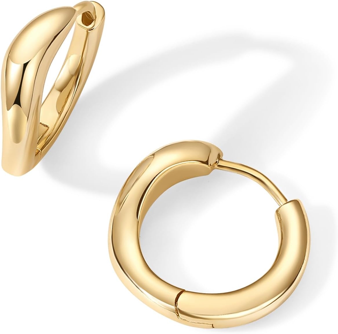 image:imagePAVOI 14K Gold Plated 925 Sterling Silver Posts Wavy Huggie Hoops Twisted Wave Hoop Earrings for WomenYellow Gold