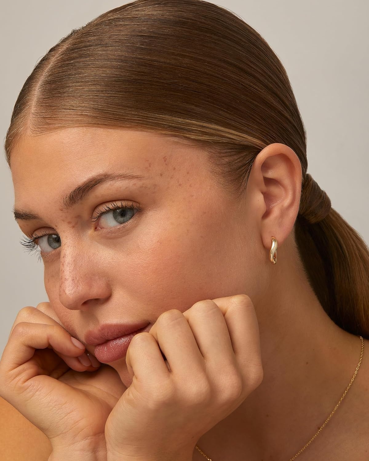 image:imagePAVOI 14K Gold Plated 925 Sterling Silver Posts Wavy Huggie Hoops Twisted Wave Hoop Earrings for WomenYellow Gold