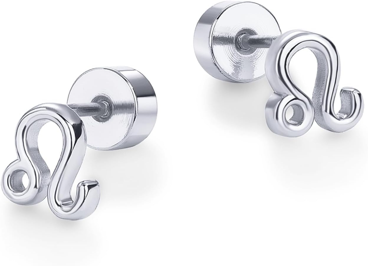 image:imagePAVOI 14K Gold Plated 925 Sterling Silver Posts Zodiac Sign Flat Back Earring Studs Birthday Gift for Women Astrology Earring PairLeo