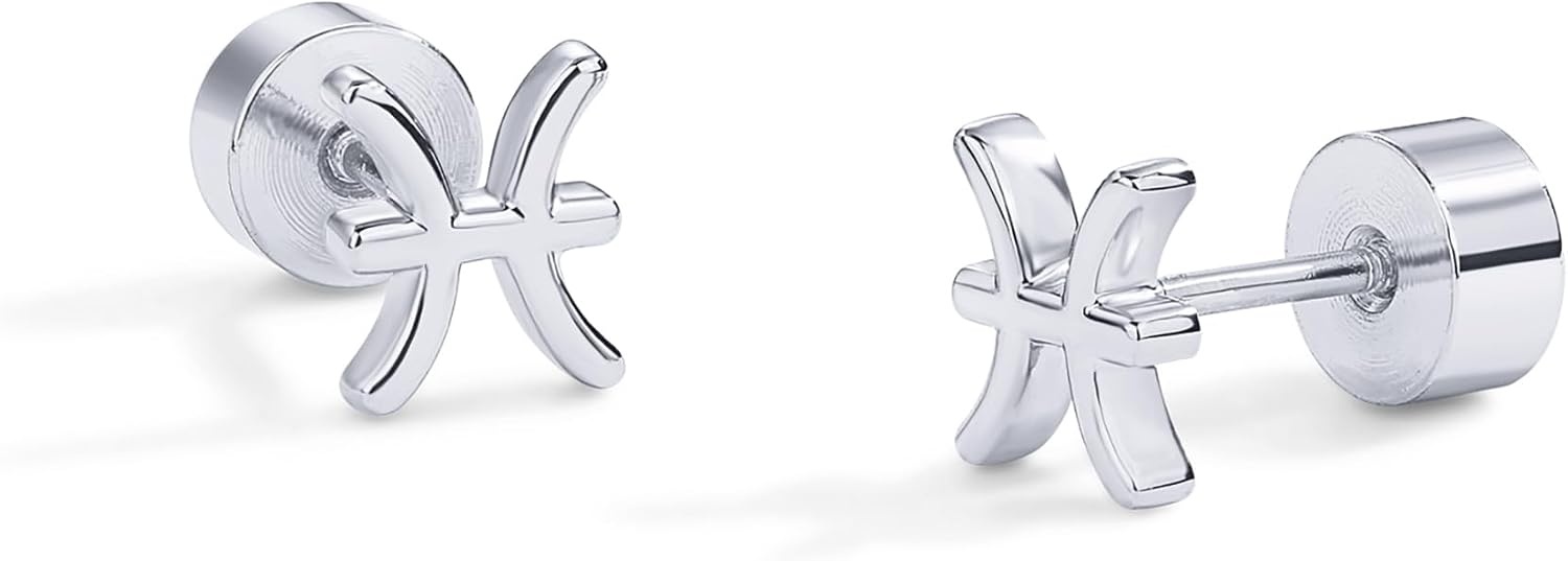 image:imagePAVOI 14K Gold Plated 925 Sterling Silver Posts Zodiac Sign Flat Back Earring Studs Birthday Gift for Women Astrology Earring PairPisces