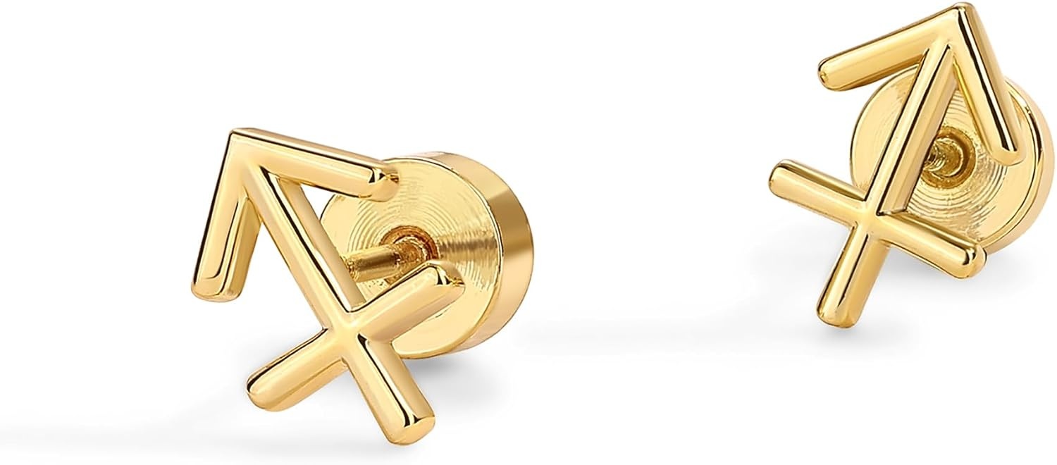 image:imagePAVOI 14K Gold Plated 925 Sterling Silver Posts Zodiac Sign Flat Back Earring Studs Birthday Gift for Women Astrology Earring PairSagittarius