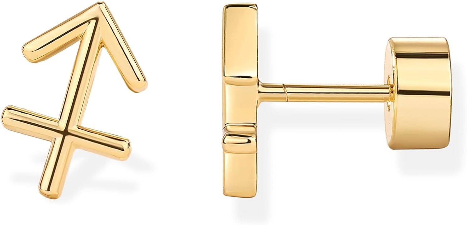 image:imagePAVOI 14K Gold Plated 925 Sterling Silver Posts Zodiac Sign Flat Back Earring Studs Birthday Gift for Women Astrology Earring PairSagittarius
