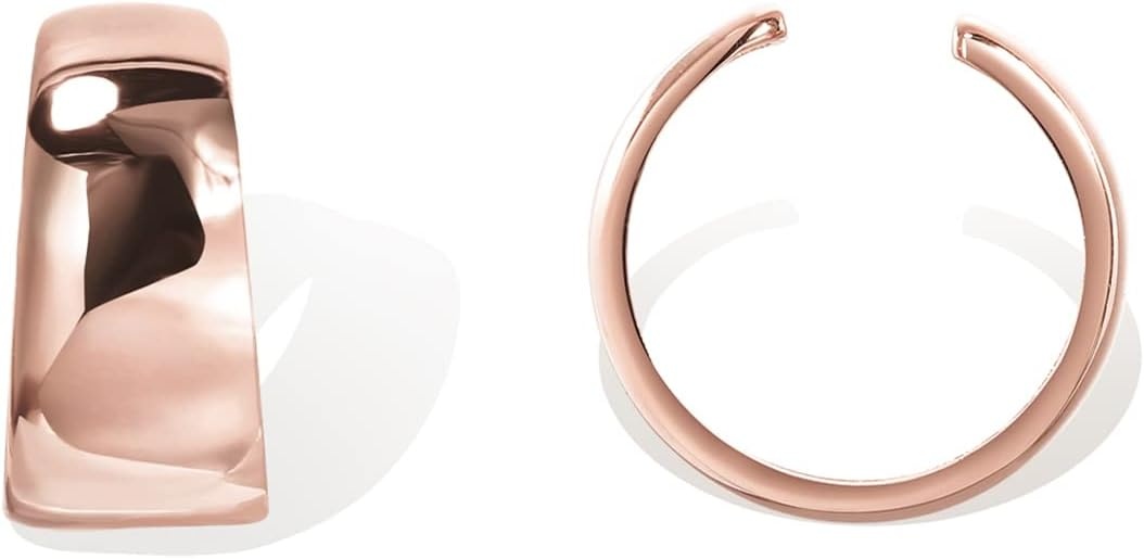 image:imagePAVOI 14K Gold Plated 925 Sterling Silver Round Huggie Ear Cuff Earrings for Women Clip On Cartilage Cuff EarringsRose Gold