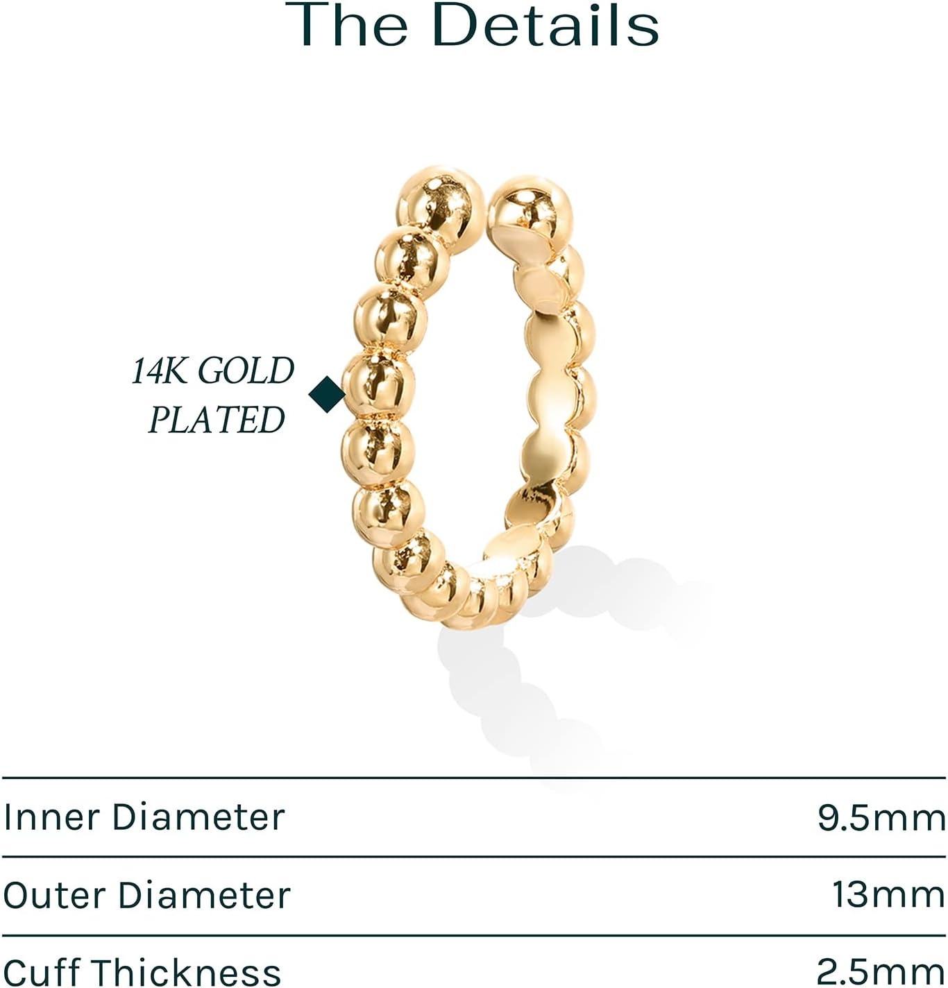 image:imagePAVOI 14K Gold Plated 925 Sterling Silver Round Huggie Ear Cuff Earrings for Women Clip On Cartilage Cuff EarringsRose Gold