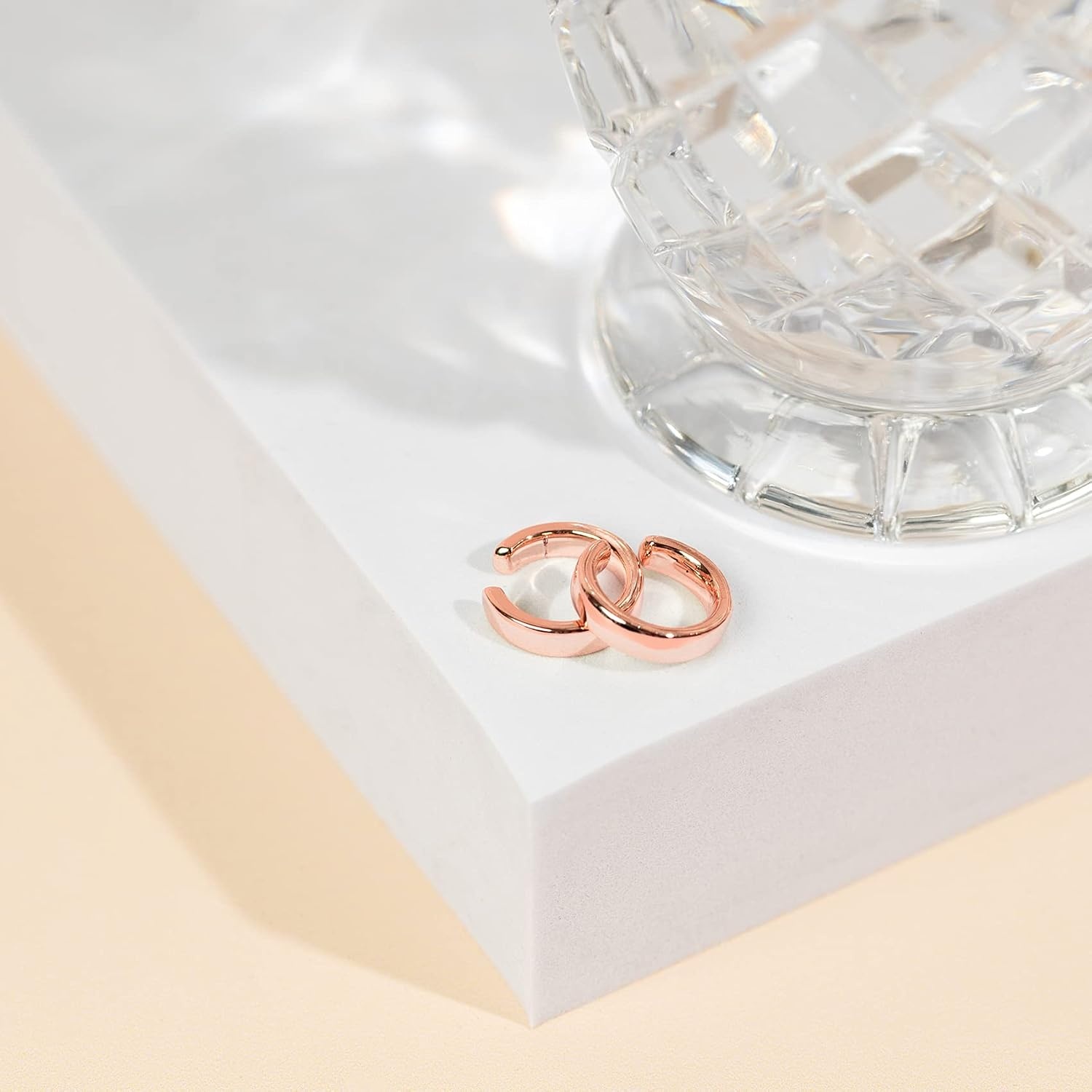image:imagePAVOI 14K Gold Plated 925 Sterling Silver Round Huggie Ear Cuff Earrings for Women Clip On Cartilage Cuff EarringsRose Gold