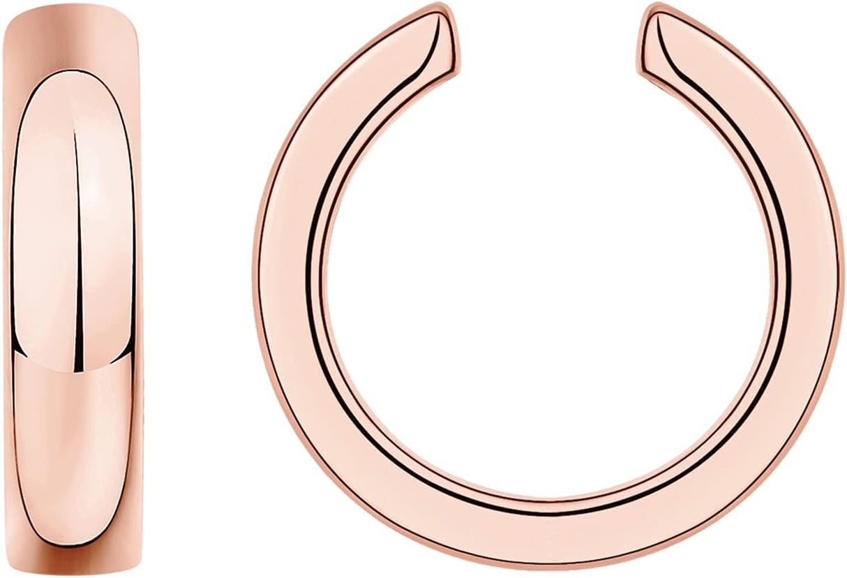 image:imagePAVOI 14K Gold Plated 925 Sterling Silver Round Huggie Ear Cuff Earrings for Women Clip On Cartilage Cuff EarringsRose Gold