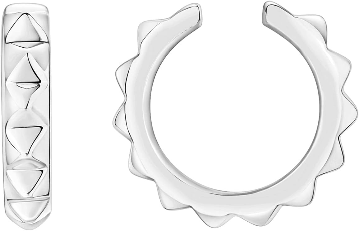 image:imagePAVOI 14K Gold Plated 925 Sterling Silver Round Huggie Ear Cuff Earrings for Women Clip On Cartilage Cuff EarringsWhite Gold