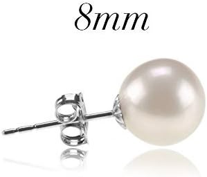 image:imagePAVOI 14K Gold Plated 925 Sterling Silver Round Stud White Simulated Shell Pearl EarringsWhite Gold