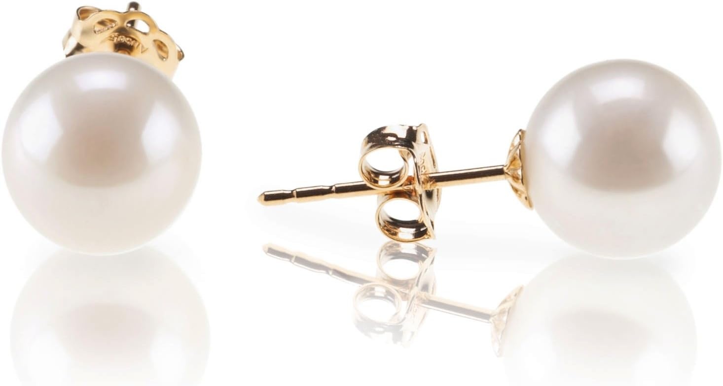 image:imagePAVOI 14K Gold Plated 925 Sterling Silver Round Stud White Simulated Shell Pearl EarringsYellow Gold