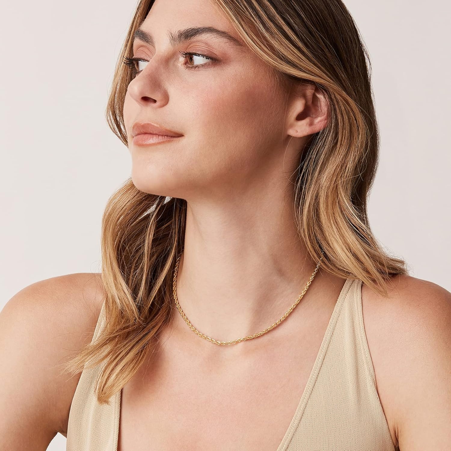image:imagePAVOI 14K Gold Plated Adjustable Link Chain Necklace for Women Box Rope Sphere Bead Serpentine Anchor Mariner Gold Chain NecklacesYellow Gold