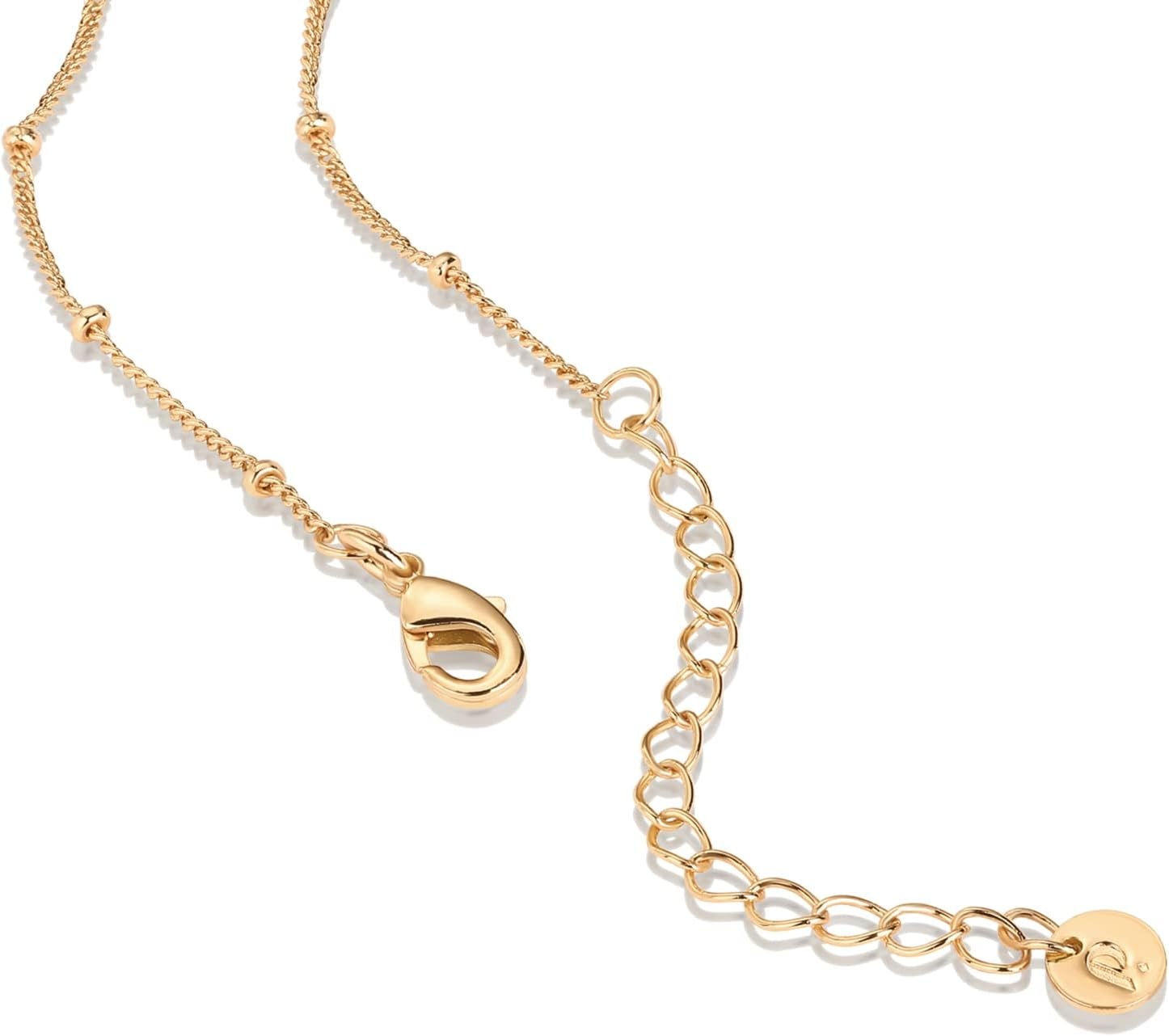 image:imagePAVOI 14K Gold Plated Adjustable Link Chain Necklace for Women Box Rope Sphere Bead Serpentine Anchor Mariner Gold Chain NecklacesYellow Gold