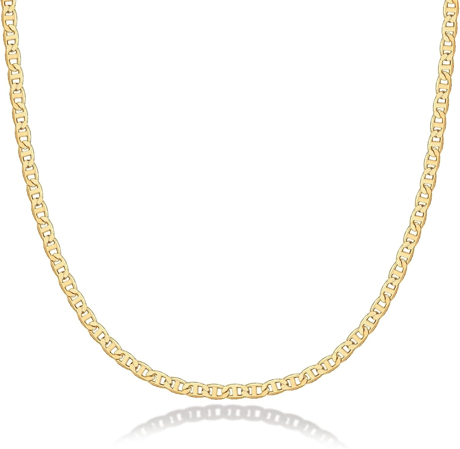 image:imagePAVOI 14K Gold Plated Adjustable Link Chain Necklace for Women Box Rope Sphere Bead Serpentine Anchor Mariner Gold Chain NecklacesYellow Gold