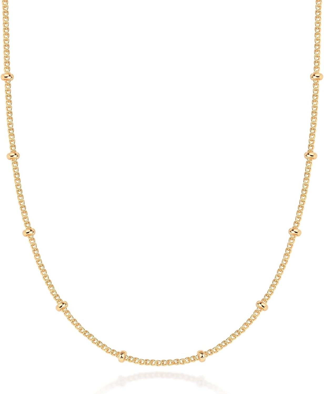 image:imagePAVOI 14K Gold Plated Adjustable Link Chain Necklace for Women Box Rope Sphere Bead Serpentine Anchor Mariner Gold Chain NecklacesYellow Gold
