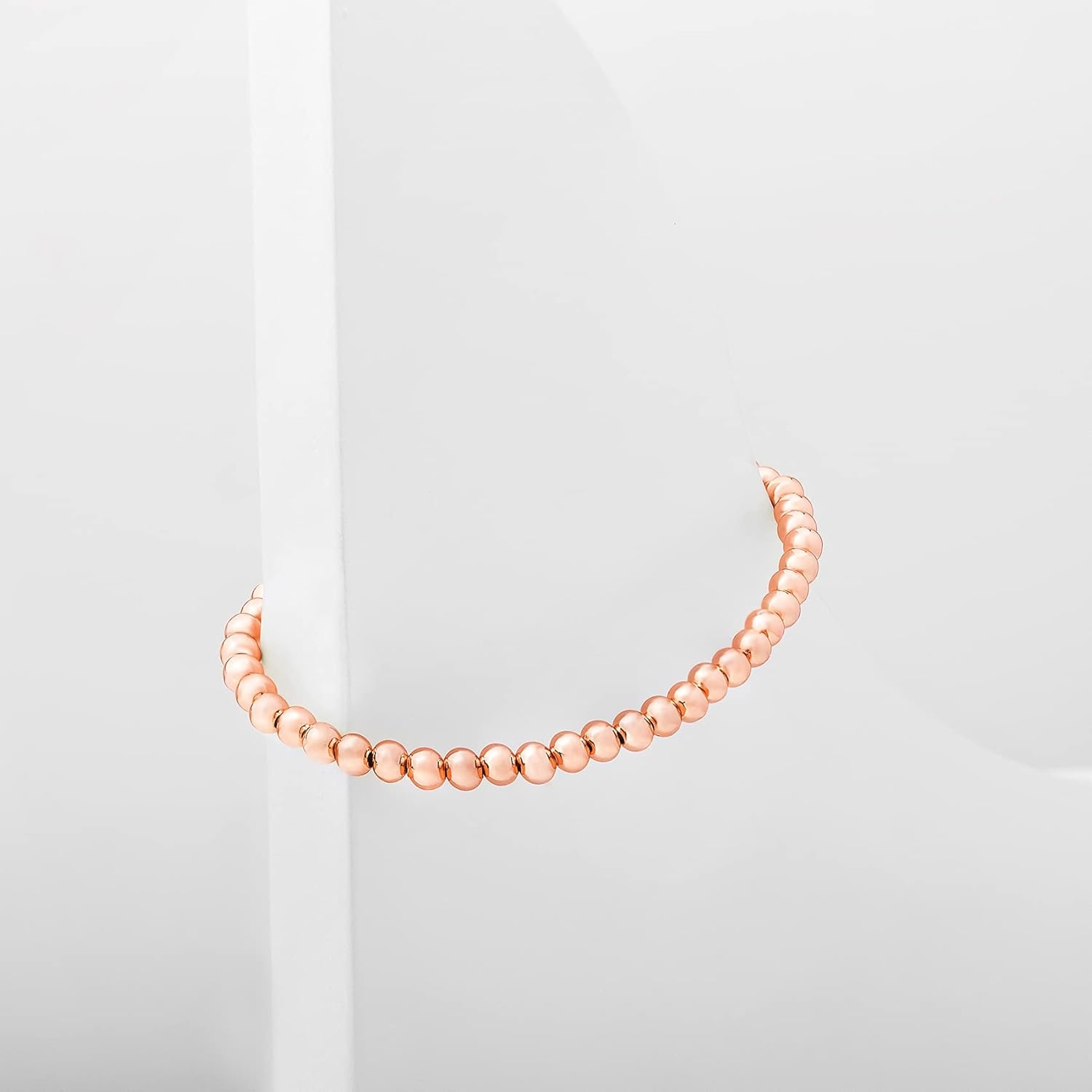 image:imagePAVOI 14K Gold Plated Beaded Bracelet for Women Stackable Gold Bead Bracelet Adjustable Dainty Gold JewelryRose Gold