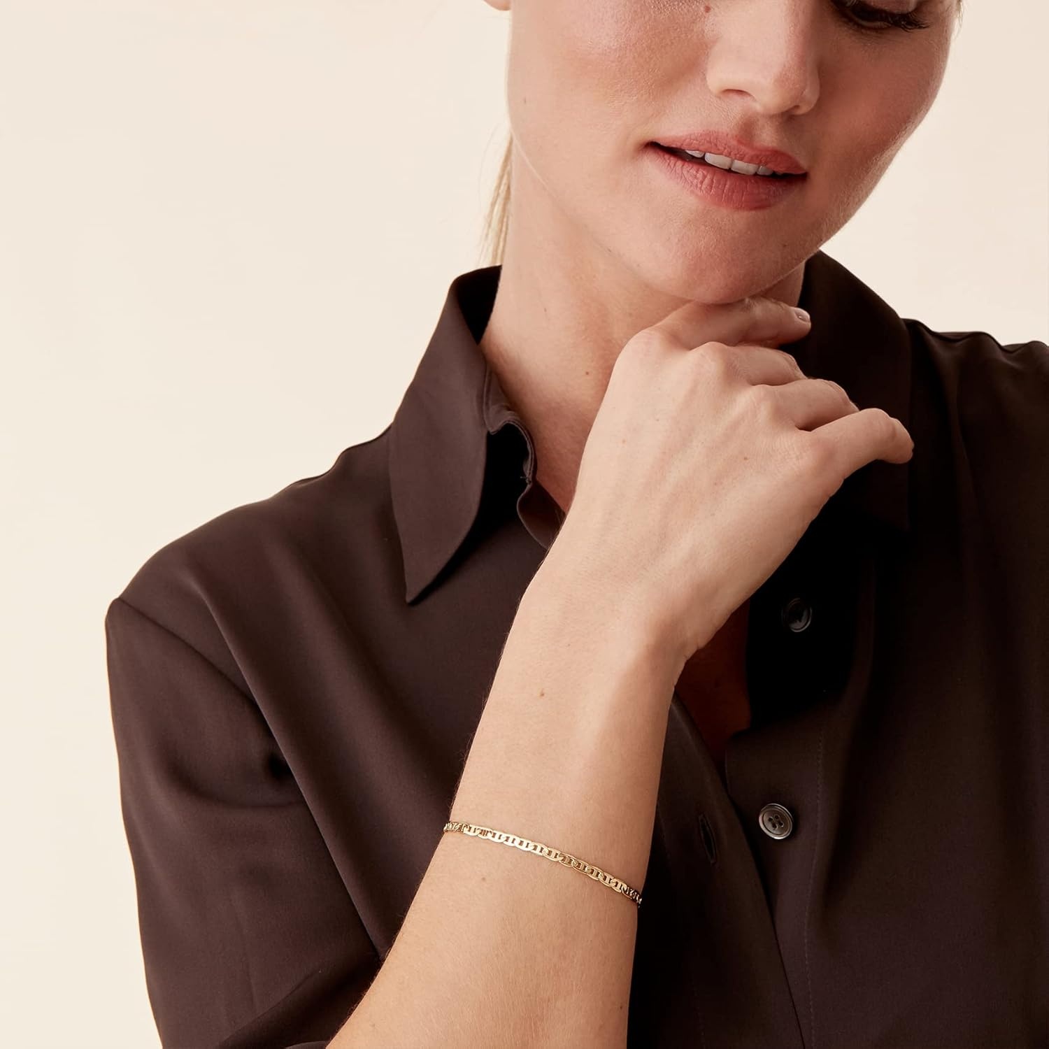 image:imagePAVOI 14K Gold Plated Beaded Bracelet for Women Stackable Gold Bead Bracelet Adjustable Dainty Gold JewelryYellow Gold