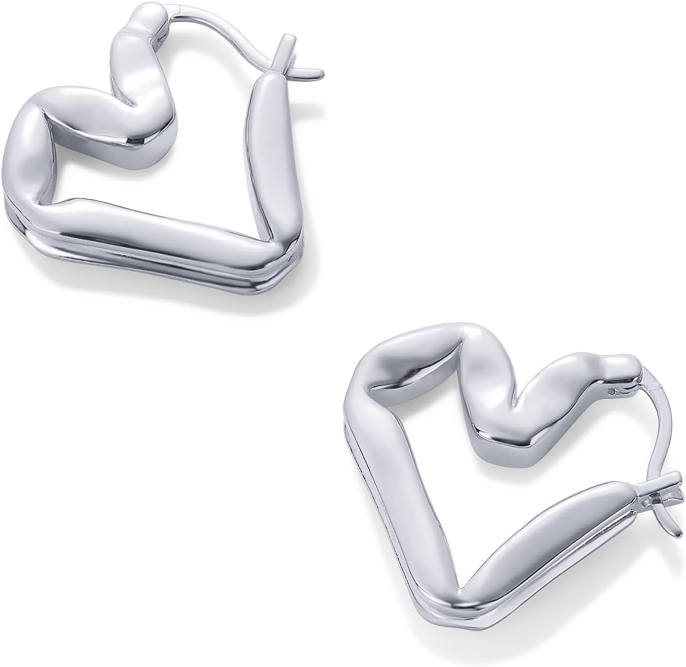 image:imagePAVOI 14K Gold Plated Bold Chunky Heart Hoop Earrings for Women Gold Earring Pair Valentines Day Trendy JewelryHeart