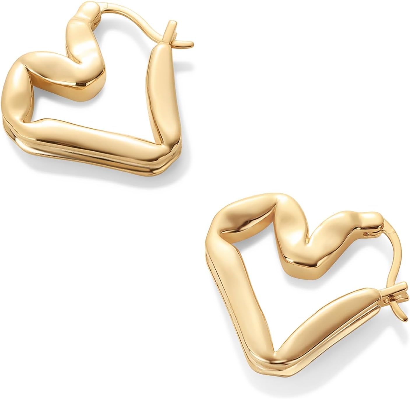 image:imagePAVOI 14K Gold Plated Bold Chunky Heart Hoop Earrings for Women Gold Earring Pair Valentines Day Trendy JewelryHeart