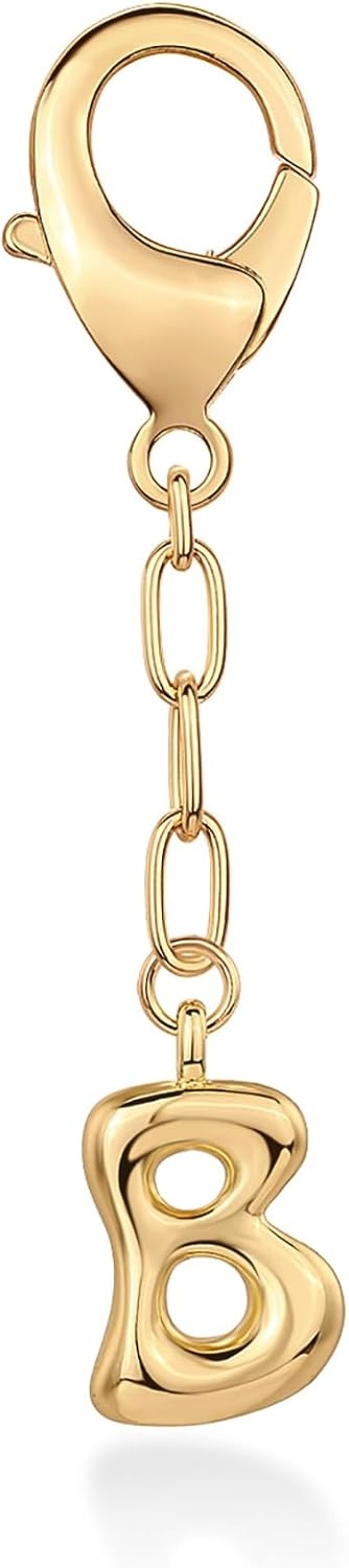 image:imagePAVOI 14K Gold Plated Bubble Letter Bag Charm for Handbags Gold Initial Letter Keychain for Women Chunky Purse Charm GiftB