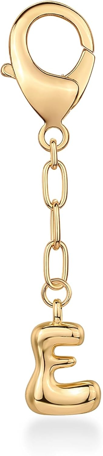 image:imagePAVOI 14K Gold Plated Bubble Letter Bag Charm for Handbags Gold Initial Letter Keychain for Women Chunky Purse Charm GiftE