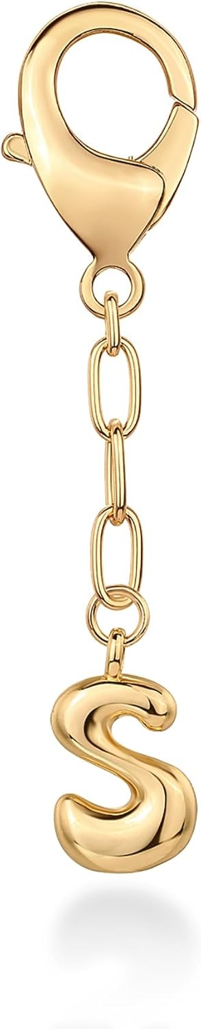 image:imagePAVOI 14K Gold Plated Bubble Letter Bag Charm for Handbags Gold Initial Letter Keychain for Women Chunky Purse Charm GiftS