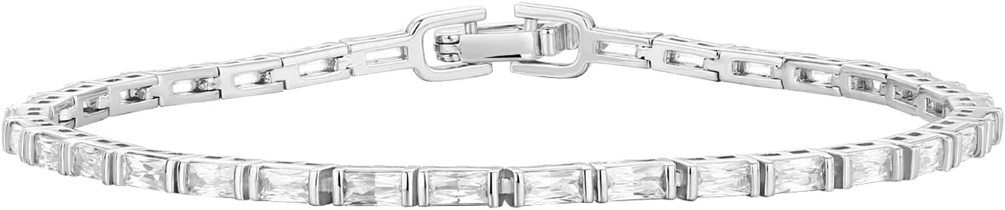 image:imagePAVOI 14K Gold Plated CZ Tennis Bracelet For Women Classic Emerald Cut Simulated Diamond Bracelet75 Inches