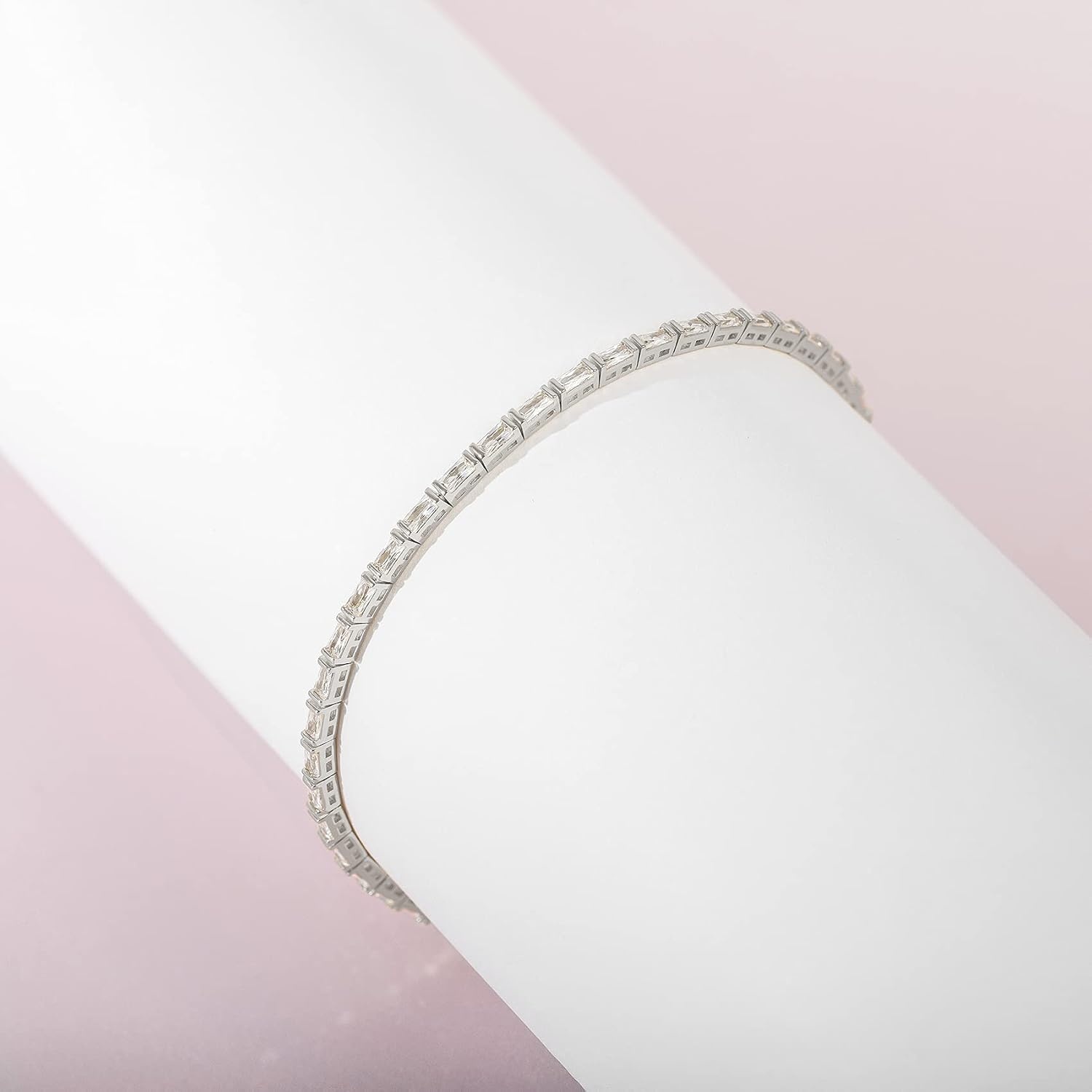 image:imagePAVOI 14K Gold Plated CZ Tennis Bracelet For Women Classic Emerald Cut Simulated Diamond Bracelet75 Inches