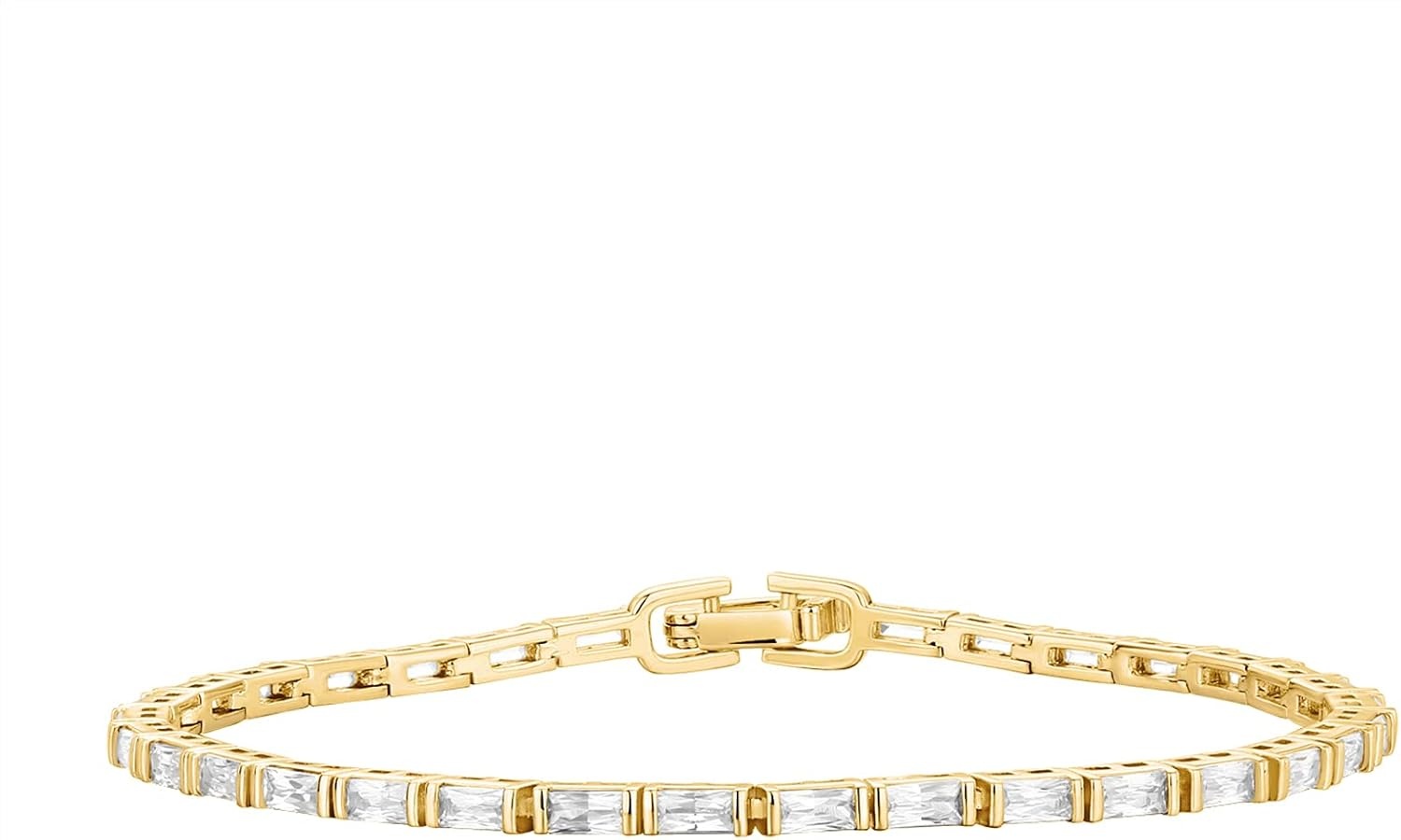 image:imagePAVOI 14K Gold Plated CZ Tennis Bracelet For Women Classic Emerald Cut Simulated Diamond Bracelet75 Inches